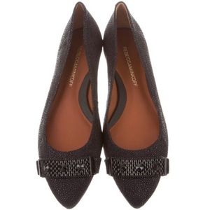 Rebecca Minkoff Black Embossed Leather Flats
